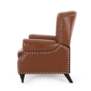 English Elm Christopher Knight Home® - Classic Classic Style Fabric Push Back Chair with Rivet Detail, Rolled Arms & Plush Cushions for Comfort and Stability Light Brown 71909.00PUCOGN