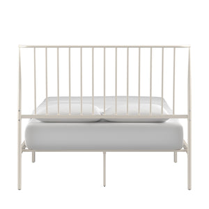 Homelegance By Top-Line Dante Metal Platform Bed with Curved Metal Headboard White Metal