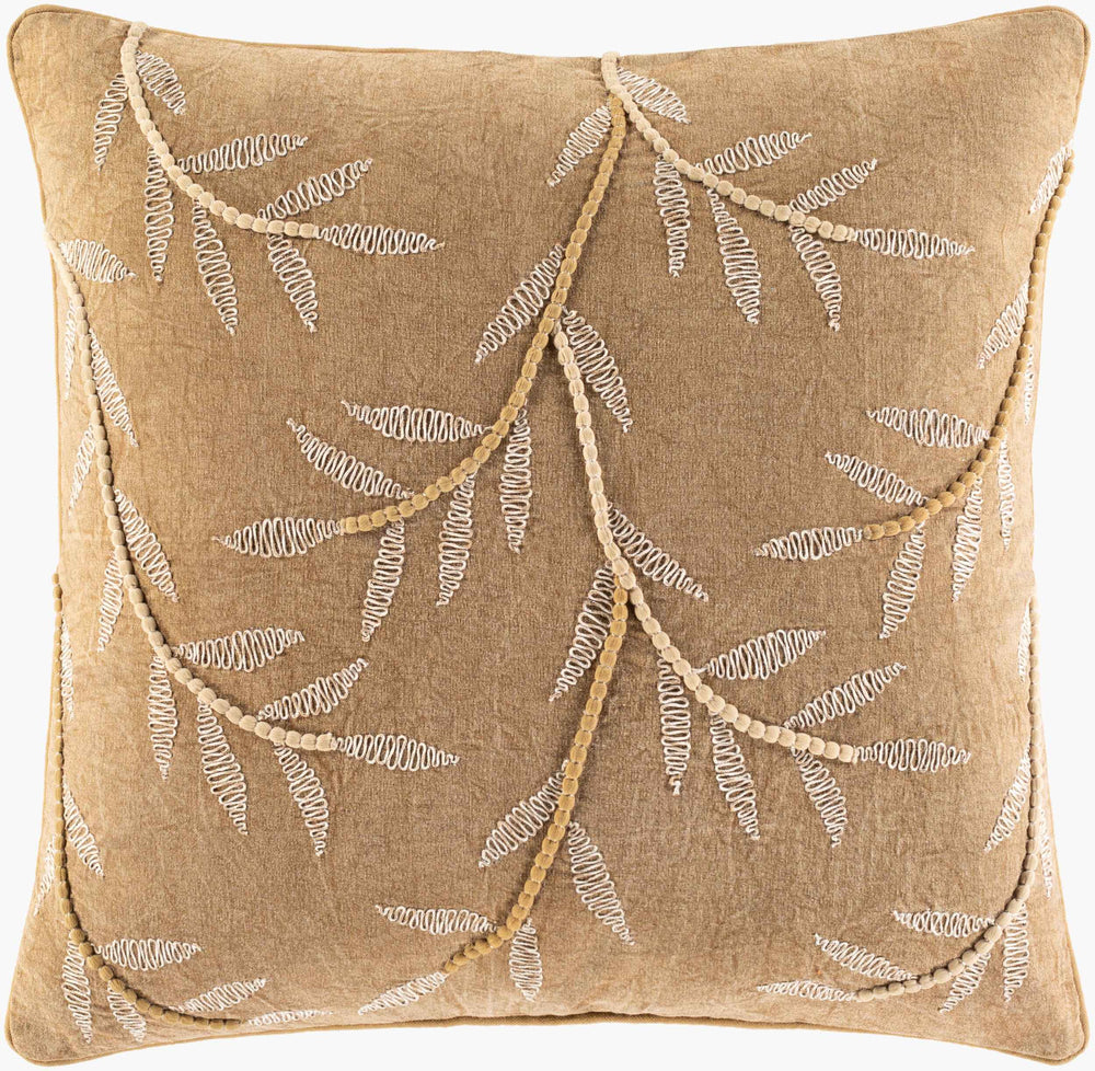 Surya Delta Coastal Inspired 20"L X 20"W Hand Knitted Accent Pillow For Cozy Beachy Home Decor Brown Cotton,Cotton Lta001-2020p