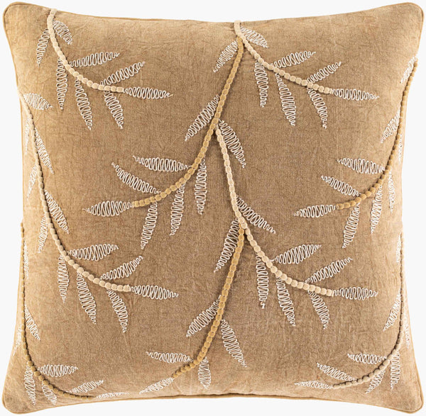 Surya Delta Coastal Inspired 20"L X 20"W Hand Knitted Accent Pillow For Cozy Beachy Home Decor Brown Cotton,Cotton Lta001-2020p
