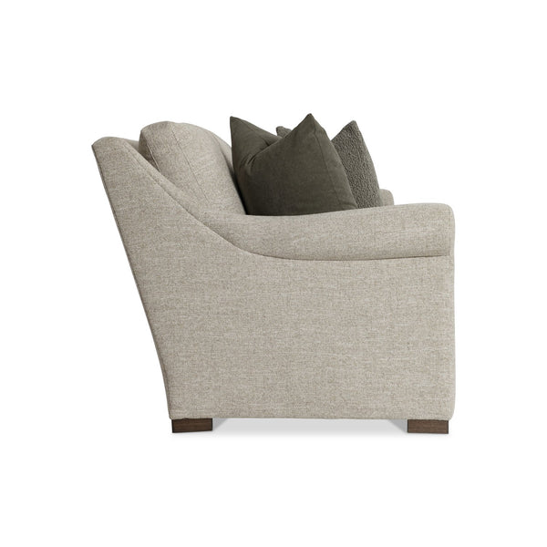 Bernhardt Bernhardt Keirnan Fabric Sofa With Rolled Arms, Knife-Edge Cushions & Shearling Pillows, 96.5" - Made to Order P4367A