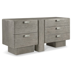 Bernhardt Bernhardt Monolith Dresser — Wire-Brushed Oak Rustic-Modern 5 Soft-Close Drawers, Cast Aluminum Pulls 343052