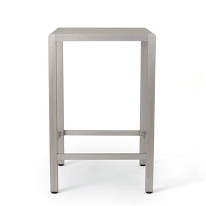 English Elm 43" Outdoor Tempered Glass Top Aluminum Bar Table Powder-coated for Patio Use 60013.00