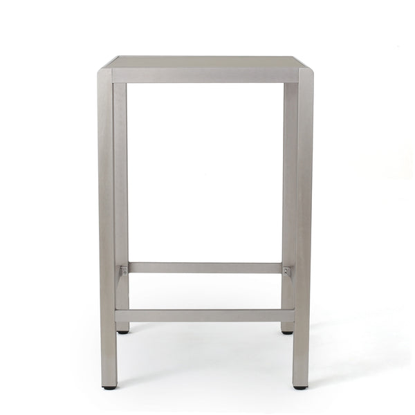 English Elm 43" Outdoor Tempered Glass Top Aluminum Bar Table Powder-coated for Patio Use 60013.00