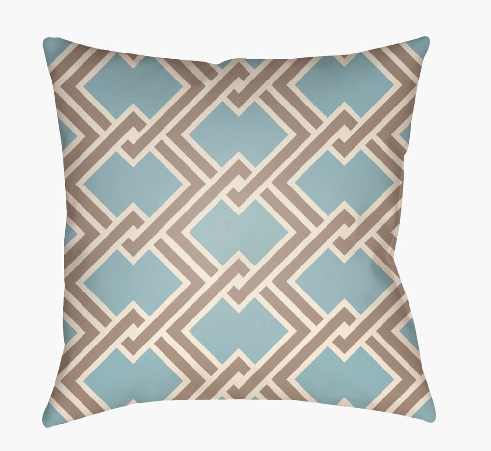 Livabliss Litchfield Woven Square Accent Pillow Structured Texture for Sofa Chair or Bench Sky Blue, Taupe 16"L x 16"W LTCH1109-1616