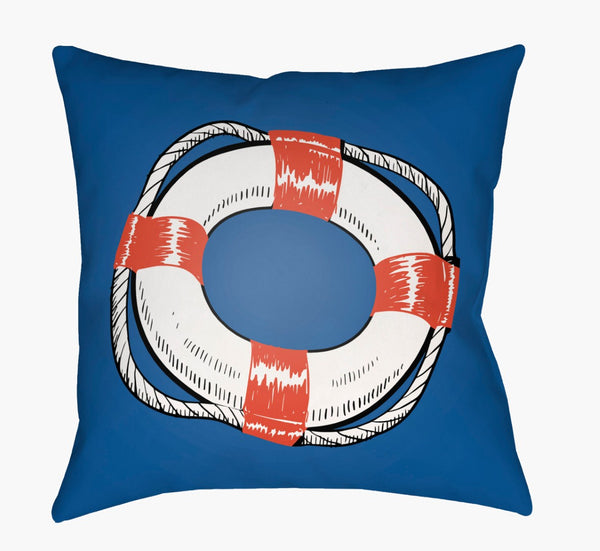 Livabliss Litchfield Woven Polyester Coastal Accent Pillow for Sofa Bed or Window Seat Decor Cobalt Blue, Iv 18"L x 18"W LTCH1504-1818