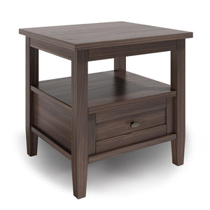 English Elm Warm Shaker 20" Solid Wood End Table With Drawer - Elegant Walnut Brown For Modern & Traditional Decor B136P159709-GIGA
