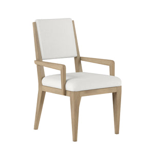 A.R.T. Furniture Garrison Arm Chair - Casual Contemporary Design With Cream Chenille & Herringbone Pattern Backrest White, Brown Parawood Solids With Ash Embossing,White Oak Veneers,Foam,Fabric 322205-1302