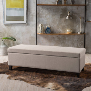English Elm Hartford Upholstered Storage Ottoman Bench with Birch Legs for Living Room 73766.00FWHEAT