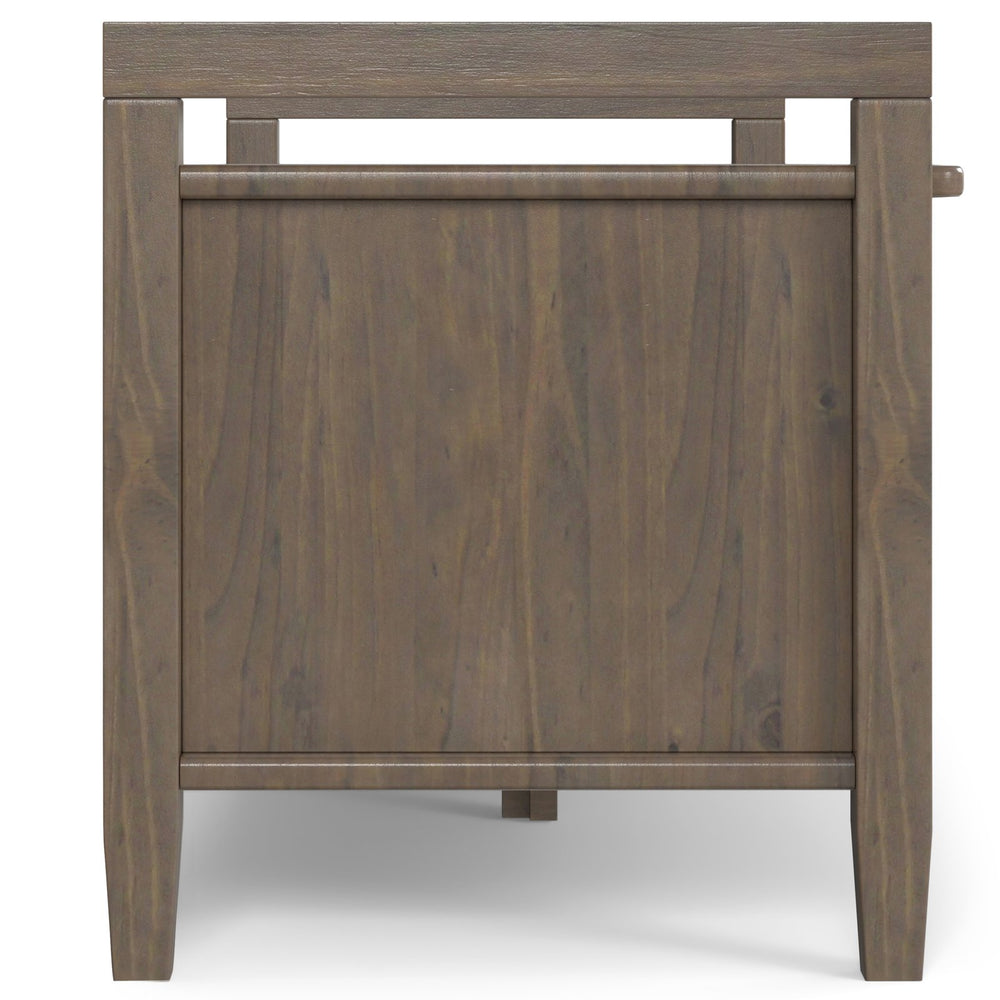 English Elm Ela Handcrafted Smoky Brown Entryway Storage Bench with 3 Shaker Doors, Shelves & Bronze Pulls B136P158603