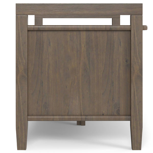 English Elm Ela Handcrafted Smoky Brown Entryway Storage Bench with 3 Shaker Doors, Shelves & Bronze Pulls B136P158603