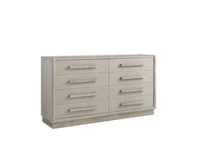 A.R.T. Furniture Cotiere Dresser: Contemporary Linen Finish With 8 Drawers, Cedar-lined Bottoms & Soft-close Glides Beige Material, Parawood Solids,Mixed Split Cathedral And Quarter White Oak Veneers,Fabric 299130-2349