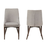 Homelegance By Top-Line Arnet Mid-Century Barrel Back Linen Dining Chairs (Set of 2) Grey Rubberwood