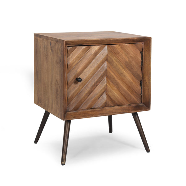English Elm Christopher Knight Home® - WOODEN Mango Wood & Iron Cabinet with Chevron Door, Mid-Century Modern Accent Storage, 17.5"W 66489.00