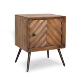 Christopher Knight Home® - Noble House - Harrington Mid-Century Modern Handcrafted Mango Wood Cabinet, Dark Brown and Black