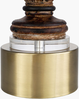 Surya Lottie 26" Accent Table Lamp - Elegant Resin & Metal Design With Warm Linen Shade For Any Decor Body, Brown,Base, Metallic ,Brass,Finial, Metallic ,Brass,Harp, Metallic ,Brass,Cord, Translucent Resin,Iron,Linen,Metal,Iron Lti-001