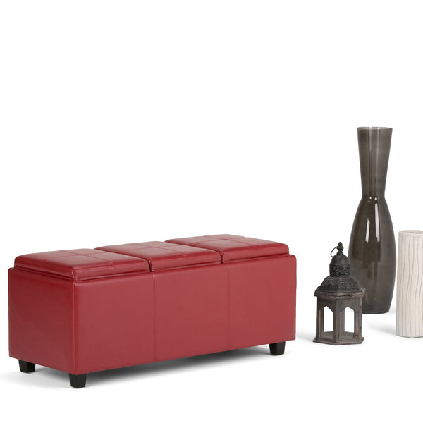 English Elm Avalon Red Storage Ottoman - Stylish Faux Leather, Versatile Seating & Hidden Storage Solution For Home B136P158115