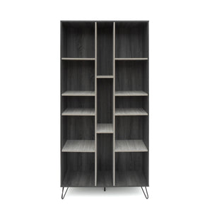 English Elm Christopher Knight Home® - MULTI Function Cabinet Grey Particleboard Tall Bookshelf with Iron Legs, Slim 40.25"W x 77"H 61169.00
