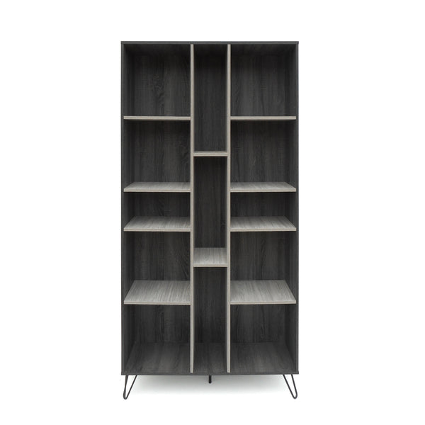 English Elm Christopher Knight Home® - MULTI Function Cabinet Grey Particleboard Tall Bookshelf with Iron Legs, Slim 40.25"W x 77"H 61169.00