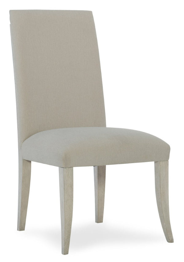 Hooker Furniture Elixir Neutral Upholstered Side Chair With Sand-Blasted Walnut Veneer, Champagne Accents, Splayed Legs 5990-75410A-LTWD