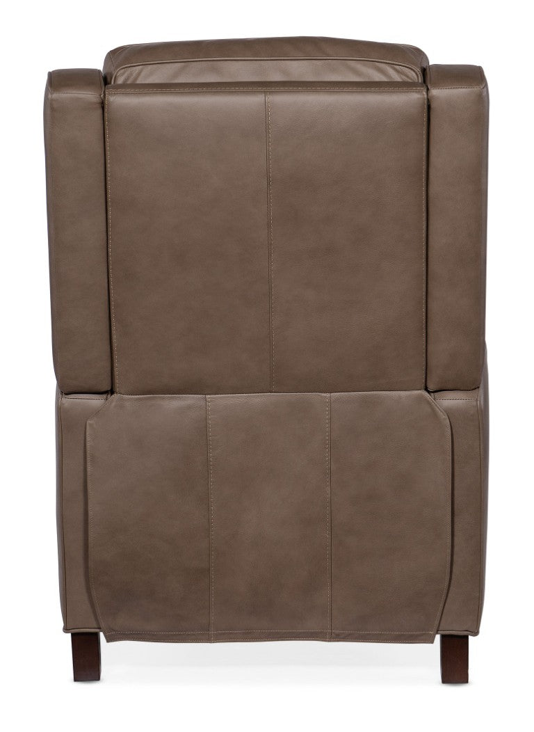 Hooker Furniture Tricia Top-Grain Leather Power Recliner With Usb Port, Adjustable Headrest And Dark Wood Base Grey RC110-PH-094