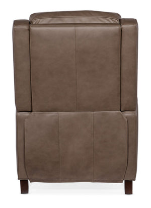 Hooker Furniture Tricia Top-Grain Leather Power Recliner With Usb Port, Adjustable Headrest And Dark Wood Base Grey RC110-PH-094