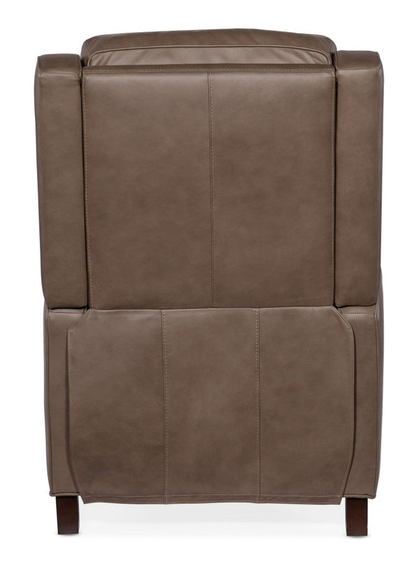 Hooker Furniture Tricia Top-Grain Leather Power Recliner With Usb Port, Adjustable Headrest And Dark Wood Base Grey RC110-PH-094