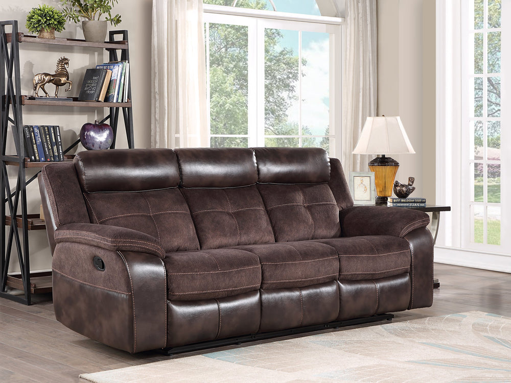 English Elm Steve Silver - Pueblo Dark Brown Faux Leather Manual Recliner Sofa with Zero Wallhugger, 360lb Capacity, Durable Frame B081P157309