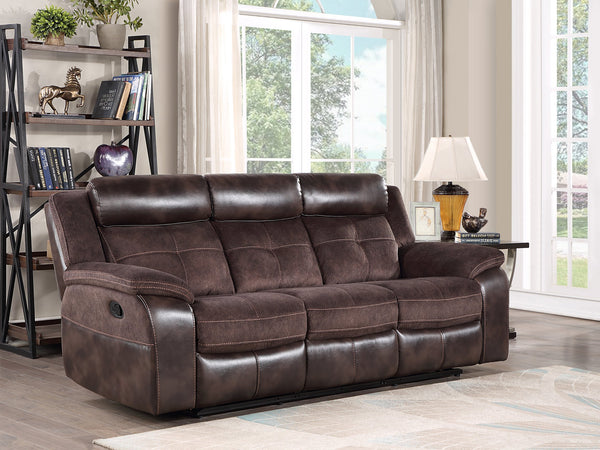 English Elm Steve Silver - Pueblo Dark Brown Faux Leather Manual Recliner Sofa with Zero Wallhugger, 360lb Capacity, Durable Frame B081P157309