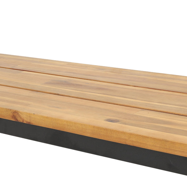 English Elm Lindsey Outdoor Acacia Wood Slat Bench with Metal Base for Patio and Garden Spaces 71986.00