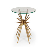 Christopher Knight Home® - Noble House - Helios Modern Glam Handcrafted Sunburst Accent Table with Tempered Glass Top, Gold