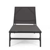 Christopher Knight Home® - Noble House - Finn Outdoor Aluminum And Outdoor Mesh Chaise Lounge, Dark Gray - Set Of 2