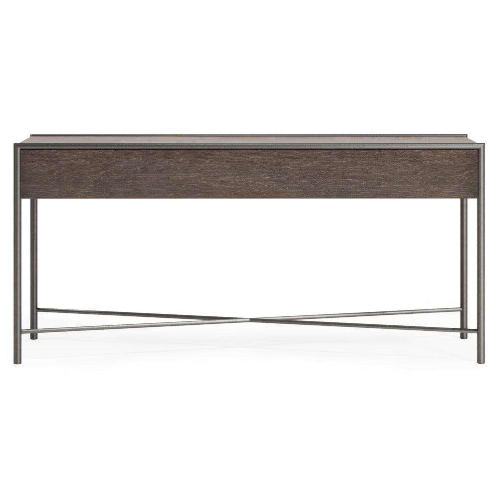 Bernhardt Bernhardt Outline Console Table With Wire-Brushed Oak Top & Sculptural Atra Steel Frame, 68" 360921
