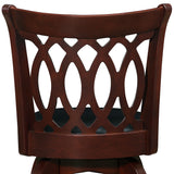 Homelegance By Top-Line Harvey Cherry Finish Scroll Back Swivel 24" Counter Height Stool Black Solid Wood