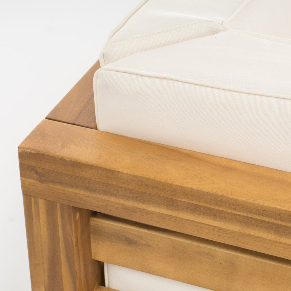 English Elm Oana Solid Acacia Corner Bench Outdoor Modular Slatted Frame with Weather Resistant Cushion 59101.00BEI