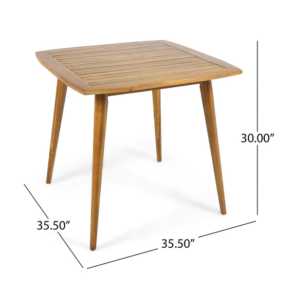 English Elm Indoor Solid Acacia Square Dining Table Mid-century Tapered Legs Teak Finish 63258.00