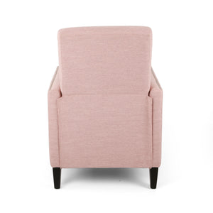 English Elm Pushback Recliner Accent Chair Solid Birch Frame Rivet Detail Mid-century Living Room Seat Blush 65532.00LBLSH