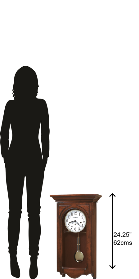 Hekman Furniture 620445 Jennelle Wall Clock - Antique Windsor Cherry Clock With Chiming Pendulum & Elegant Design Windsor Cherry Jennelle Wall Clock 620445