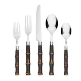 166620DS Tropical Bamboo-Handle 20-Piece Stainless Steel Flatware Set, Dishwasher Safe