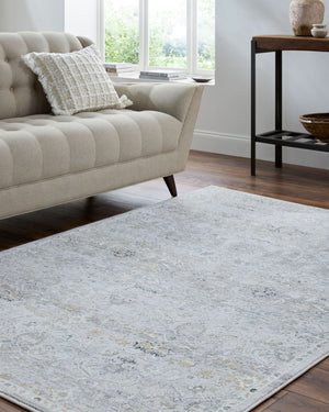Livabliss Lorenz Machine Woven Medallion Area Rug Polypropylene Blend for Living Dining Rooms Light Sage, Lig 5'3" x 7' LTZ2301-537