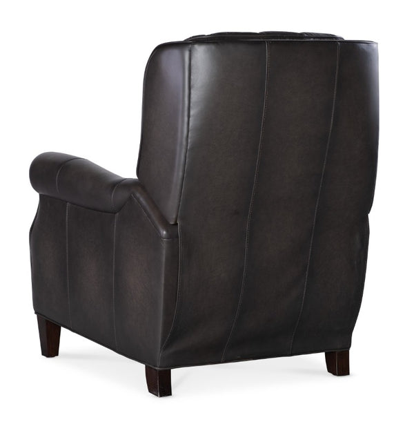 Hooker Furniture Palmer Semi-Aniline Top-Grain Leather Recliner With Tufted Back, Rolled Arms & Dark Wood Legs Grey RC111-PB-095