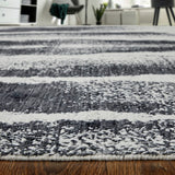 Feizy Rugs Coda Wool/Viscose Hand Woven Industrial Rug Black/White 12' x 15'
