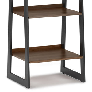 English Elm Sawhorse - Mid-Century Industrial Ladder Shelf With Walnut Veneer & Charcoal Metal Frame - Versatile Storage B136P159591-GIGA