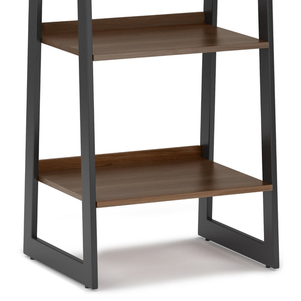 English Elm Sawhorse - Mid-Century Industrial Ladder Shelf With Walnut Veneer & Charcoal Metal Frame - Versatile Storage B136P159591-GIGA