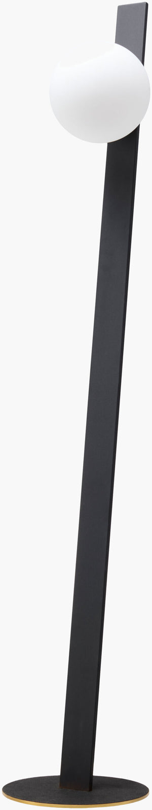 Surya Lubango 55" Modern Accent Floor Lamp - Hand-painted Iron Body With Sleek Glass Shade For Any Room Body, Black,Base, Metallic ,Brass,Shade, White,Cord, Black Iron,Iron,Glass,Glass Lub-002