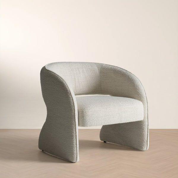 VIG Furniture Luby Sculptural Cream Fabric Accent Chair With Open Base, Cutout Back & Rounded Arms — No Assembly Required VGKK-KFA1161-BEI-CH