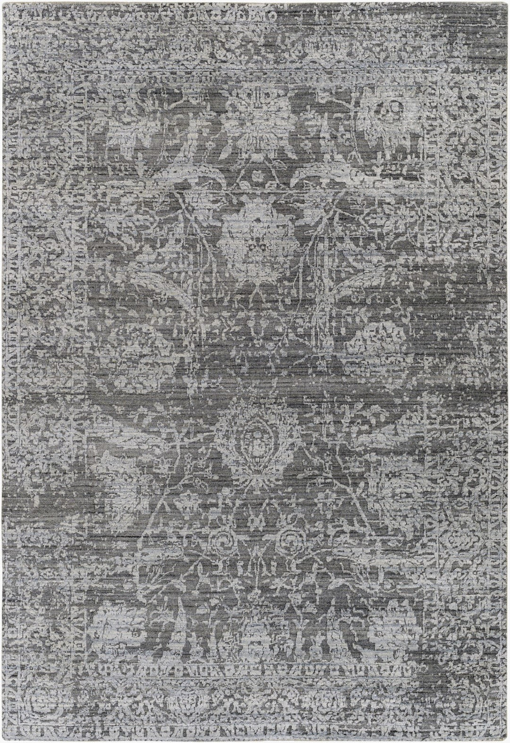 Surya Lucknow Luc-2300 Handmade 2' X 3' Rug - Durable, Chemical-free, Modern Decor With Low Pile Style Charcoal Viscose,Wool Luc2301-69