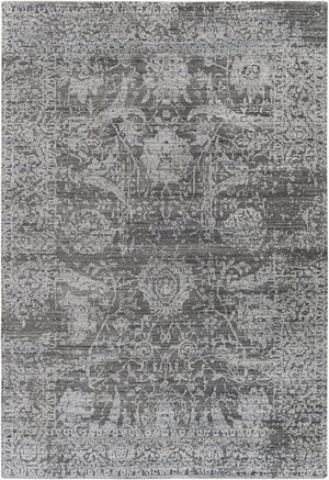 Surya Lucknow Luc-2300 Handmade 2' X 3' Rug - Durable, Chemical-free, Modern Decor With Low Pile Style Charcoal Viscose,Wool Luc2301-69