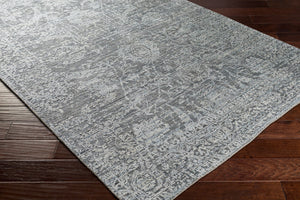 Surya Lucknow Luc-2300 Handmade 2' X 3' Rug - Durable, Chemical-free, Modern Decor With Low Pile Style Charcoal Viscose,Wool Luc2301-69