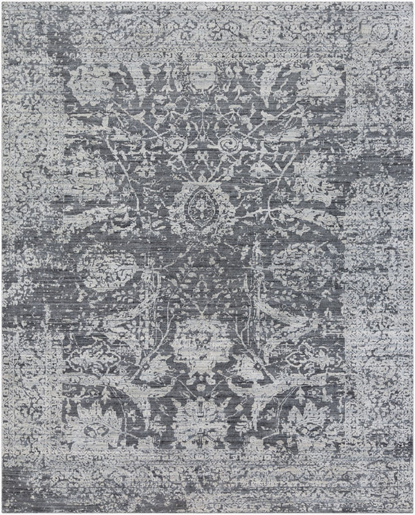 Surya Lucknow Luc-2300 Handmade 2' X 3' Rug - Durable, Chemical-free, Modern Decor With Low Pile Style Charcoal Viscose,Wool Luc2301-810